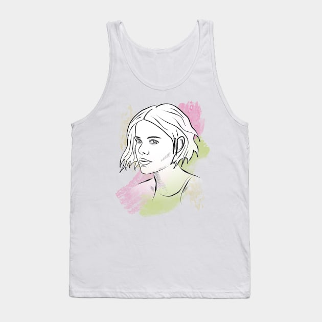 Woman's face Lineart Tank Top by Scrabbly Doodles